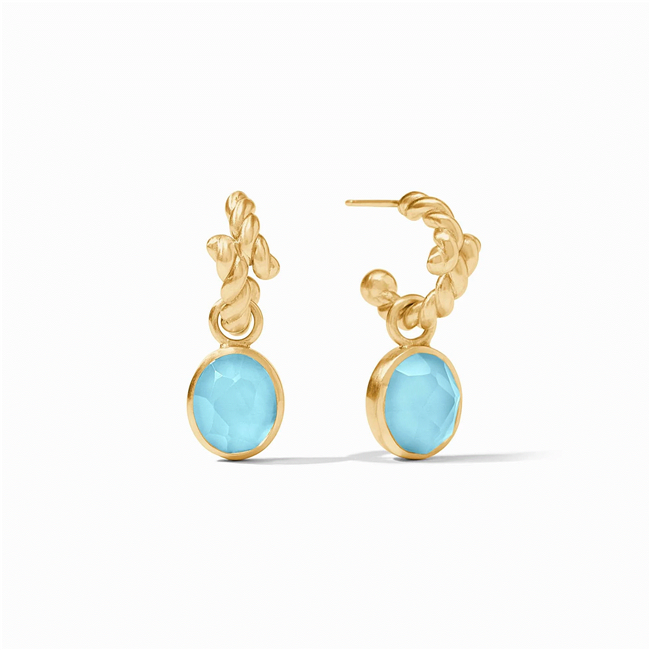 Julie Vos Nassau Hoop & Charm Earrings Iridescent Capri Blue