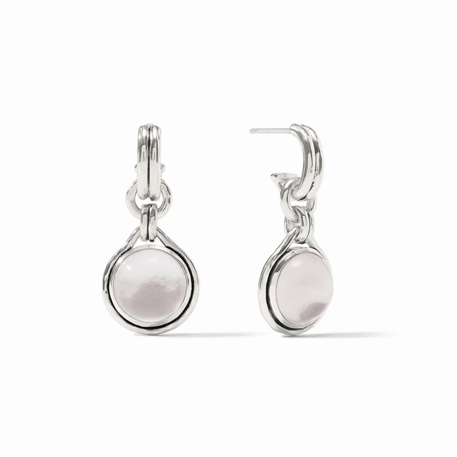 Julie Vos Silver Iridescent Clear Crystal Solara Hoop and Charm Earring