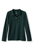 Lands' End Girl's Polo Shirt - Long Sleeve, Green Knit