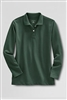 Lands' End Girl's Polo Shirt - Long Sleeve, Green Mesh