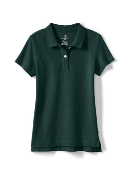 Lands' End Girl's Polo Shirt - Short Sleeve, Green Mesh