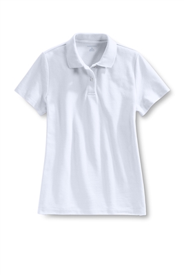 Lands' End Girl's Polo Shirt - Short Sleeve, White Mesh
