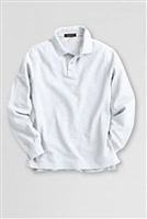 Lands' End  Boy's Polo Shirt - Long Sleeve, White Mesh