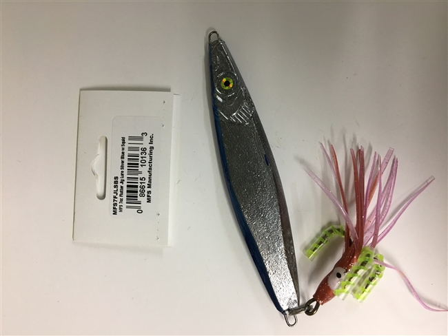 MFS 7oz Flutter Jig Lure Silver/Blue w/Squid