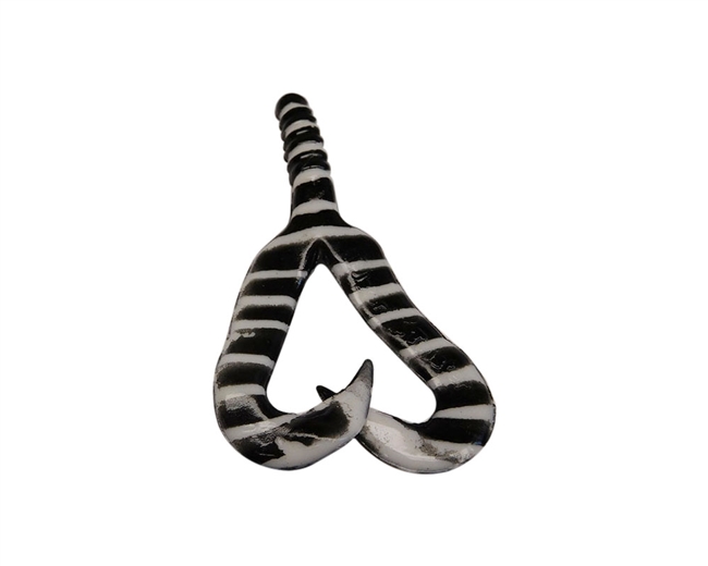 4" Double Tails White & Black Stripes 3/Pk