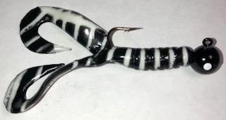 3/8oz White & Black Stipes DT/Black Head/White Eye 2/Pk