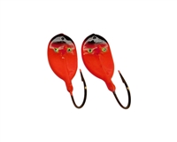 3/8oz Warbler Jigs FL.Red/Black Head 2/Pk