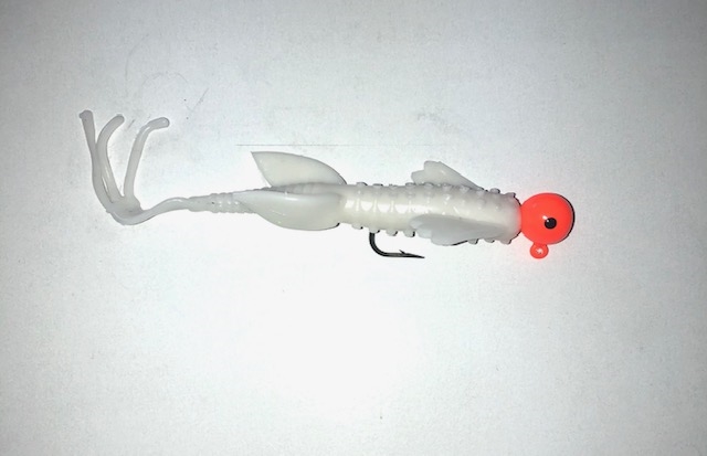 1/4oz Hairy  Hog Jigs White Body / Orange Head / Black Eye 2/Pk