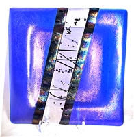 Chris Paulson Cobalt Blue, Iridized Black and Clear with Black Stringer 6"  Plate