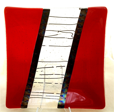 Chris Paulson 9.5" Translucent Red Glass Tray