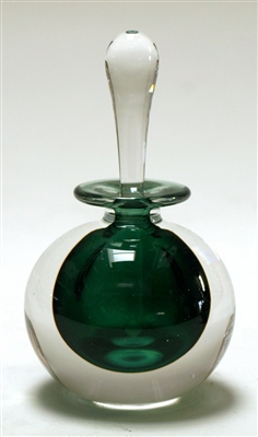 Mary Angus Silver Green Glass Perfume Bottle