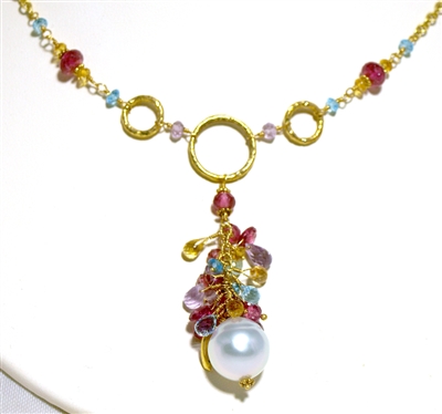Marya Drabowski 18Kt Gold, South Sea Pearl and Semi Precious Gem Necklace
