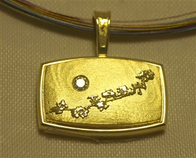 John Petet Plum Blossom 18Kt Gold Pendant with Diamond