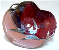 Alan Higinbotham Red, amber, and green Porcelain Super Large Serving Bowl with handles
