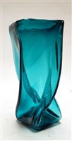 Andrew Iannazzi Small Turquoise Glass Helix Vase