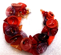 Alicia Niles Hand blown Red Pod glass  Bracelet