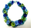 Alicia Niles 16" Hand Blown Green Blue Pod Glass Necklace