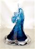 Ben Silver Medium Blue Wave Glass Sculpture II