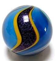 Geoffrey Beetem 1 9/16" Blue, Purple, Yellow, Pink, and Green Ziggy Stardust Marble