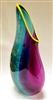 Christian Thirion Hand Blown Amethyst Green Wave Vase