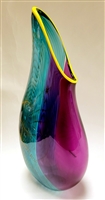 Christian Thirion Hand Blown Amethyst Green Wave Vase