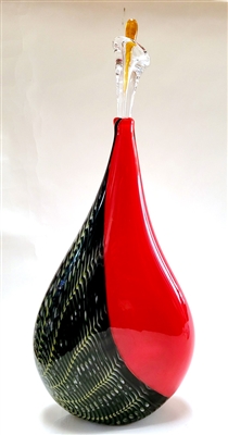 Christian Thirion Hand Blown Red and Black Encalmo Vessel