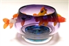 David Leppla Hand Blown Glass Purple Koi Bowl
