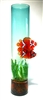 David Leppla Hand Blown Tall Glass Fish Vase with Sea Weed Bowl