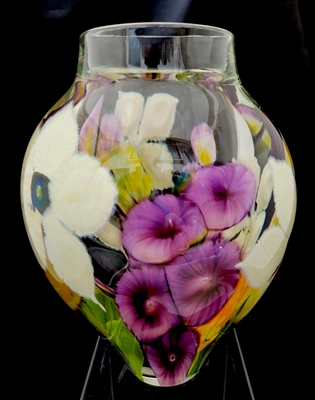 David Lotton Hand Blown Glass Mixed Bouquet Paperweight Vase