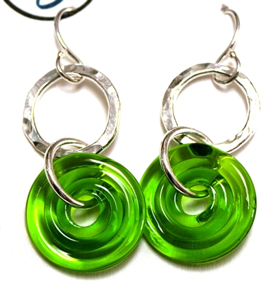 Dianne Zack Green Disk and Ring Earrings