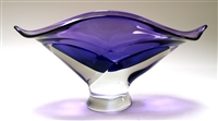 Ed Branson Hand Blown Glass Small Amethyst Wave Bowl