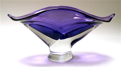 Ed Branson Hand Blown Glass Small Amethyst Wave Bowl