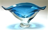 Ed Branson Hand Blown Glass Small Turquoise Wave Bowl
