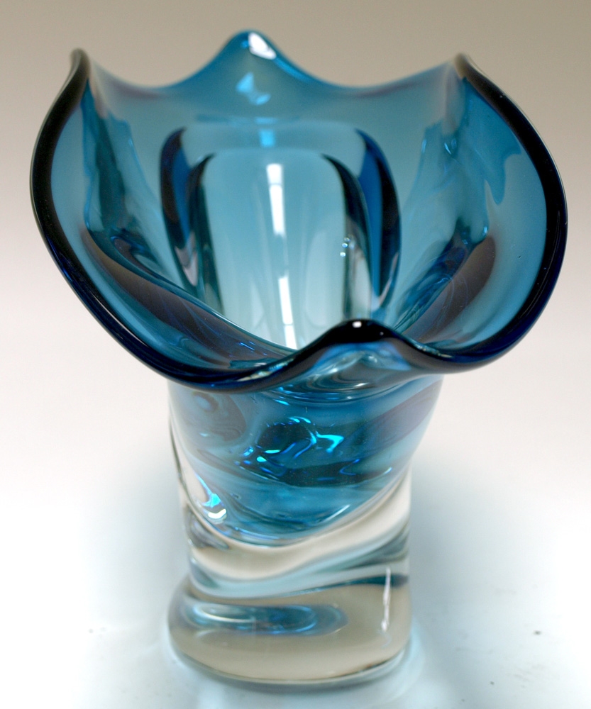 vintage water glass vase / wave - 花瓶