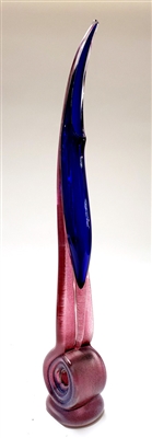 Ed Branson Hand Blown Cobalt Blue Glass Pelican Fern Vase