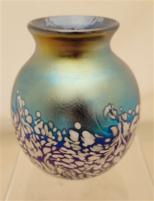 Elaine Hyde Small Round Blue Confetti Bud Vase
