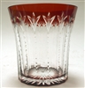 Faberge' Hand Blown and Cut Red and Clear Crystal Vase