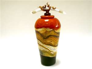 Daniel Blade and Steven Gartner Hand Blown Tangerine Covered Glass Urn