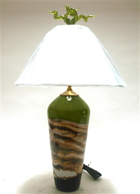 Gartner Blade Green Strata Hand Blown Glass Table Lamp