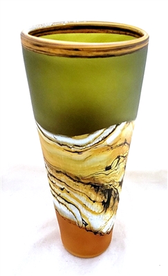 Gartner Blade Tangerine Lime Cone Glass Satin Vase