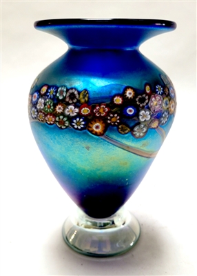 Ken and Ingrid Hanson Classic Silver Blue Footed Vase