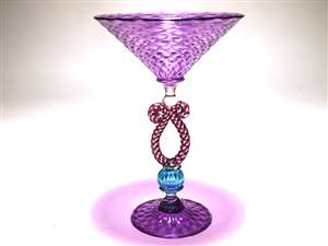 Hermann Lunn Hand Blown Purple Ruby Cane Martini