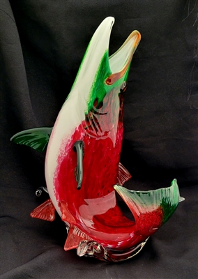 Michael Hopko Leaping Sockeye Salmon Glass Sculpture