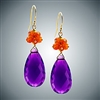 Judy Bliss Amethyst teardrop and Carnelian Earrings