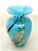 Tim Lazer Hand Blown Mini Turquoise Gold Glass Vase