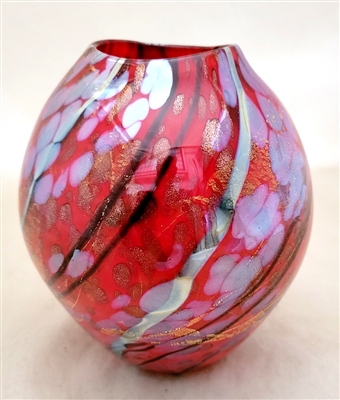 Tim Lazer Hand Blown Mini China Red Glass Vase