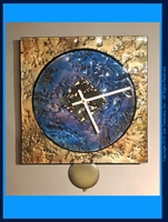 Mark Hines Gold with Blue Face Square Wall Clock