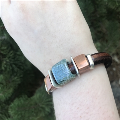 Olive Parker Copper Rose Leather Bracelet