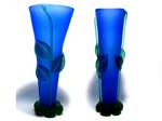 Tommie Rush Hand Blown cobalt blue art glass vase