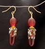 Sher Berman Rasberry Long Cone Lampwork earrings